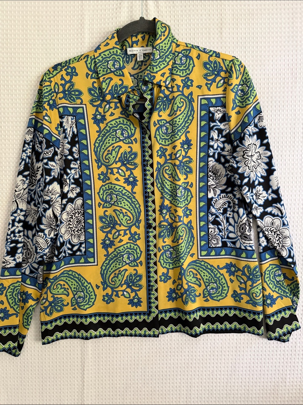 Paisley & Floral Button-Down Shirt in Yellow, Green and Blue